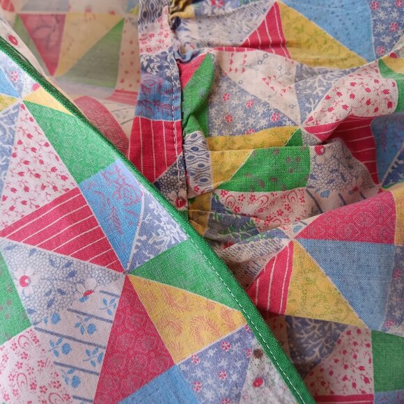 1OF1 Vintage 1950's Apron Patchwork Cotton Wrap Adjustable Tie Waist Geometric - Picture 6 of 6